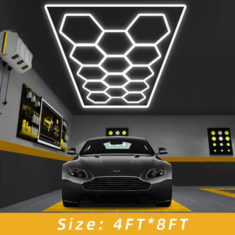 Factory Direct Hexagonal LED Garage Grid Light - Modular Honeycomb Work Lamp System for Car Beauty Shop, Gym & Barber Shop