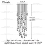 Modern Luxury Crystal Chandelier Hanging Staircas Water Droplet Pendent Lamp Villa Living Room Ceiling Light Attic Pendant Light