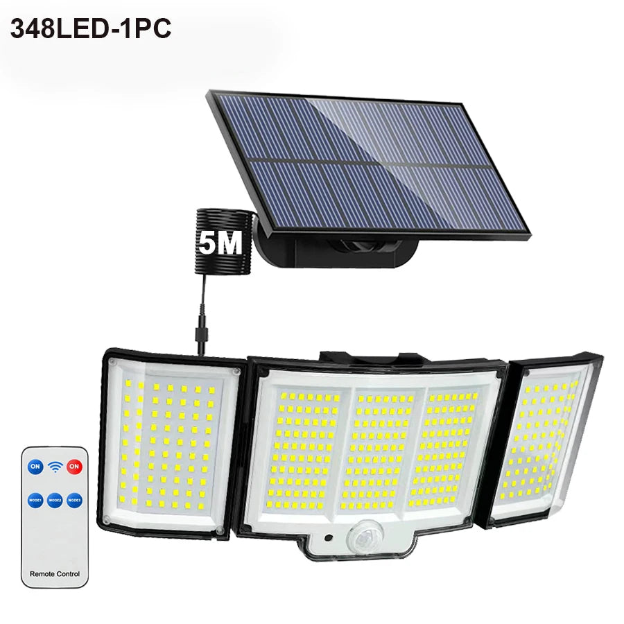 348LED Solar Lamp Outdoor Security Light with Motion Sensor Waterproof 126/328LED Powerful Spotlight Solar for Garden Garage