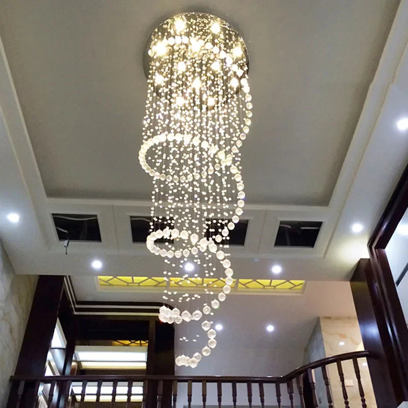 Spiral Crystal LED Ceiling Chandelier Light For Bedroom Living Room Suspension Lustre Corridor Staircase Hanging Lamp Fixture