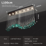 Dining Room Chandeliers Duplex Villa Hall Hanging Lamp Luxury Living Room High Ceiling Green Stone Glass LED Pendant Lights