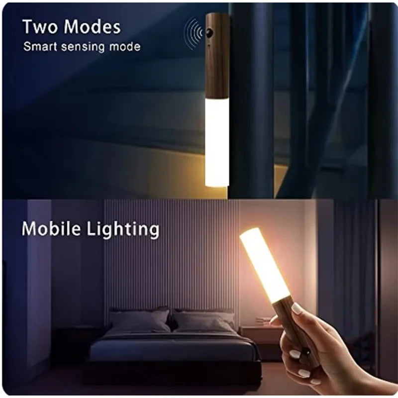 Wireless LED Motion Sensor Night Light - USB Rechargeable Wall & Cabinet Lamp