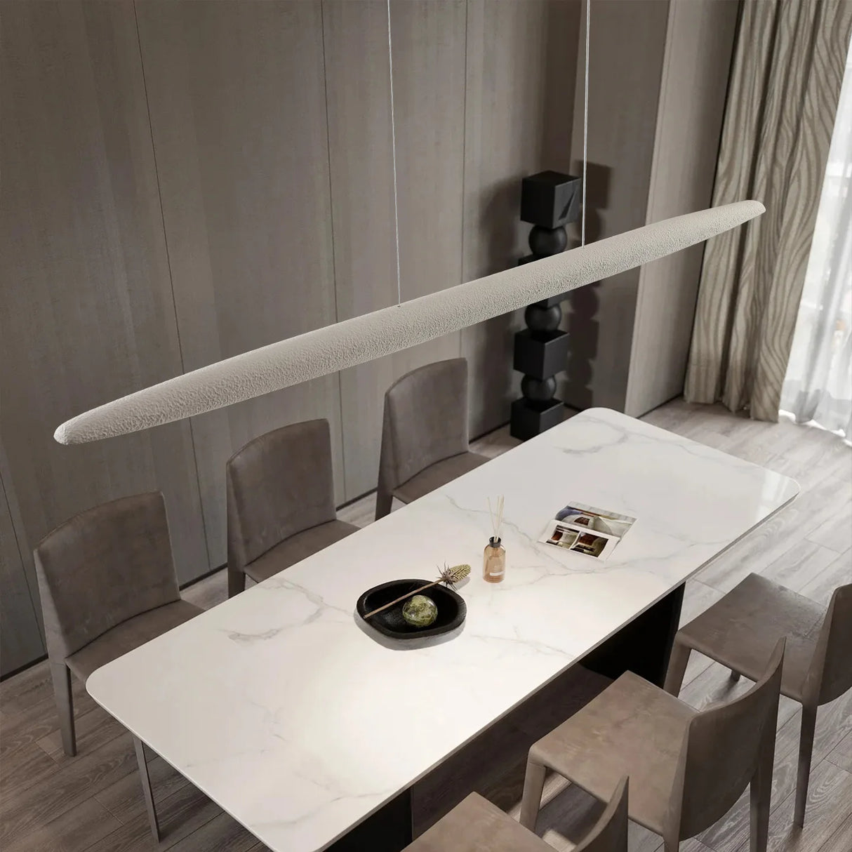 Modern Simple Strip Restaurant LED Ceiling Chandelier Nordic Wabi Sabi Home Interior Decor Bar Pendant Lamp Living Room Light