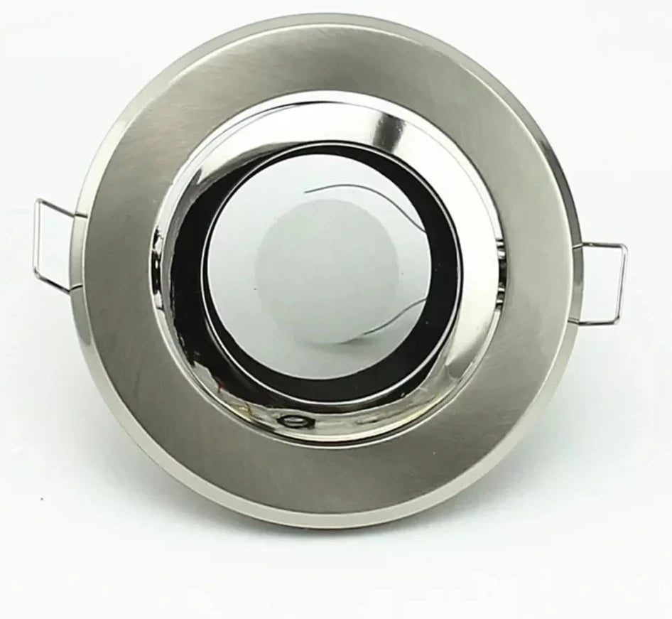 IP44 Zinc Alloy with Glass Lens GU10 LED Spotlight Fitting Mounting Frame White Satin nickel Round Ceiling Lamp Fixture