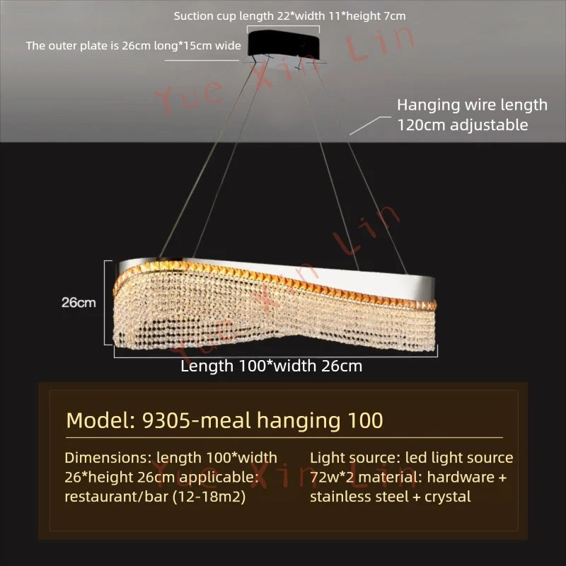 Nordic Crystal Pendent lamp Living room Chandelier New Dining room Bedroom Luxury LED Pendant High-end Interior Lighting Luster