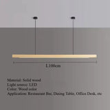 Nordic Walnut Solid Wood Pendant Light LED for Dining Tables, Study Rooms, Bar Counters, Office Desks, Indoor Home Lighting