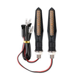 Flowing Water LED Motorcycle Turn Signals (2 Pcs) - 12-LED Amber Sequential Blinkers with Built-In Relay, 10mm Thread Universal Fit