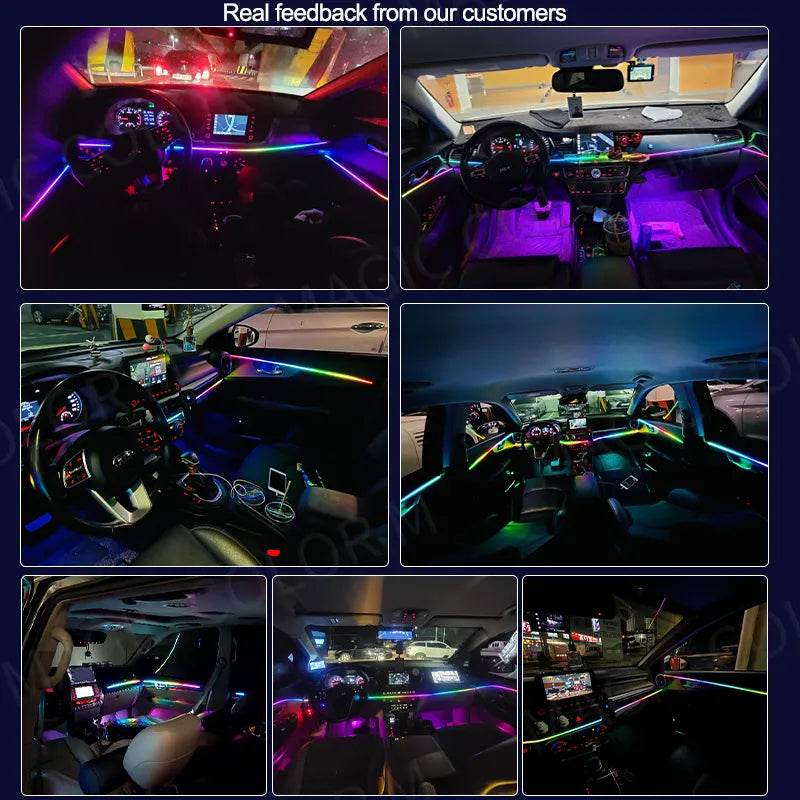 18 in 1 Car Ambient Light 64 Color Acrylic Strips 110cm 90cm 75cm 35cm 20cm Full Colors RGB Car Interior Bluetooth App Control