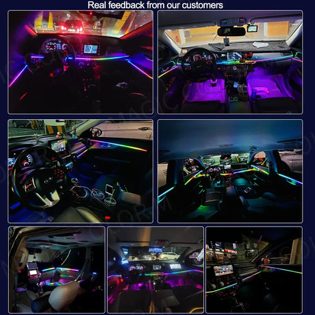 Car's atmosphere with 18 acrylic strips in 64 Colors , controlled by a Bluetooth app.