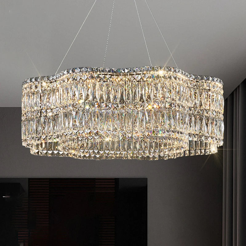 Modern Luxury LED Crystal Chandeliers Home Villa Decoration Living Dining Room Lighting Ceiling Pendant Lights Indoor Fixtures