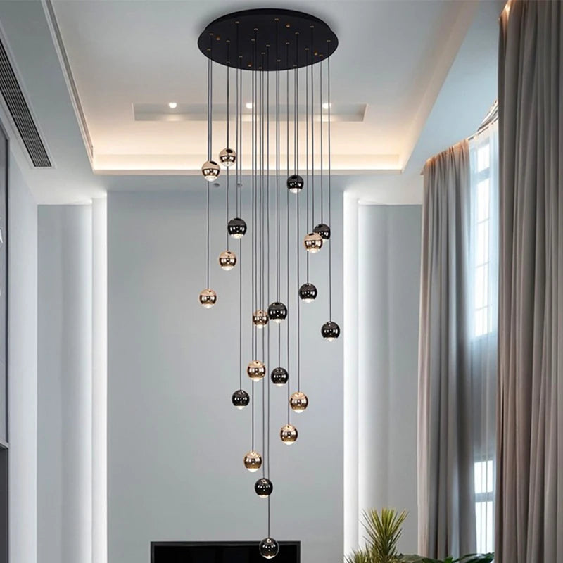 Modern Home Decor LED Lights Pendant Light Lamps for Staircase Chandeliers for Living Room Hanging Light Indoor Lighting