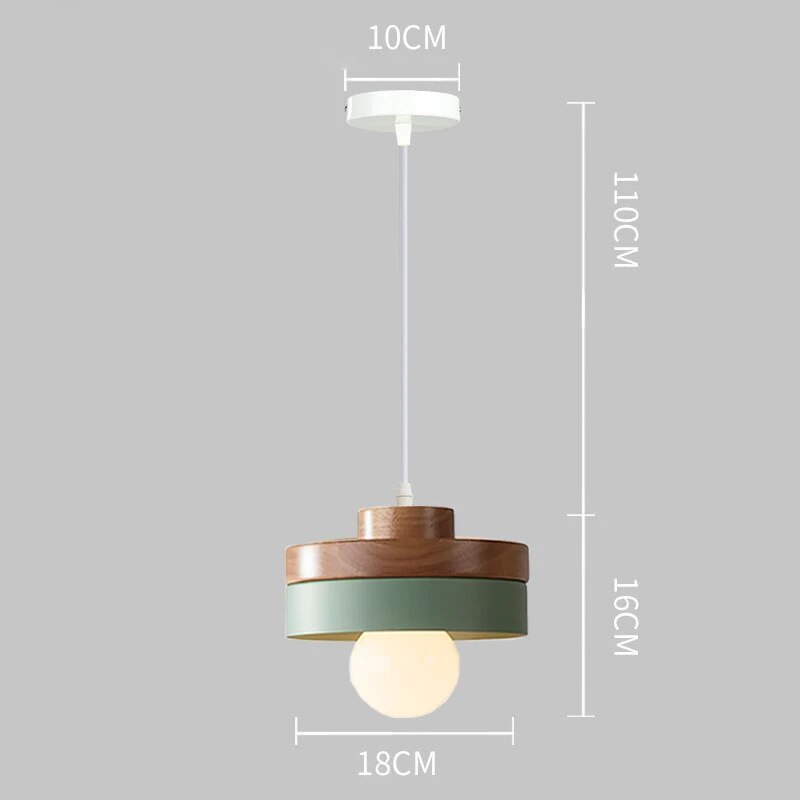 Nordic LED Wooden Pendant Light Iron 18CM Square Living Room Hanging Fixture For Bedroom Dining Room Study Home Decor Luminaires