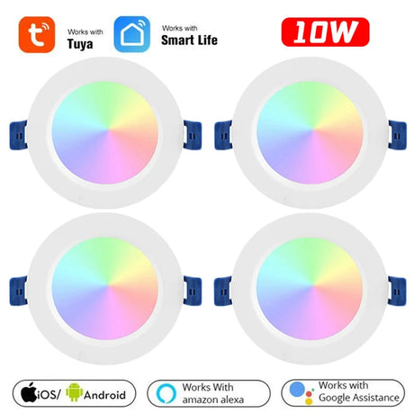 10W/12W Tuya Zig bee 3.0 Smart LED Downlight RGBCW 3.5/4 Inch Round Ceiling Lamp Indoor Spot Lighting Work With Alexa Google Home