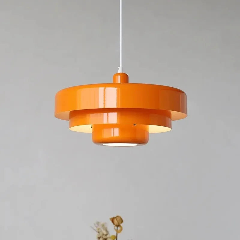 Nordic LED Pendant Light Macaron Carbon Steel Aluminum White Dark Green Orange Illuminations For Restaurant Living Rooms Fixture