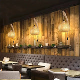 Bamboo Lantern Wall Light Natural Rattan Wicker E27 Chandeliers Hand-Woven Bamboo Lampshades Lighting Fixtures