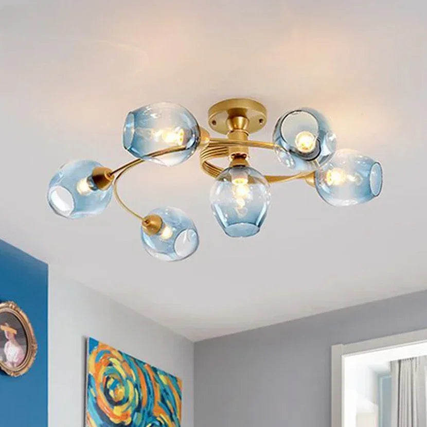 Creative Magic Bean LED Molecular Chandeliers Green Blue Grey Modern Glass Ball Ceiling Light Restaurant Table Room Chandeliers
