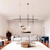 Italian Gold Modern LED Multi-Head Chandelier - Minimalist Pendant Hanging Light Fixture for Staircase, Living Room & Dining Table