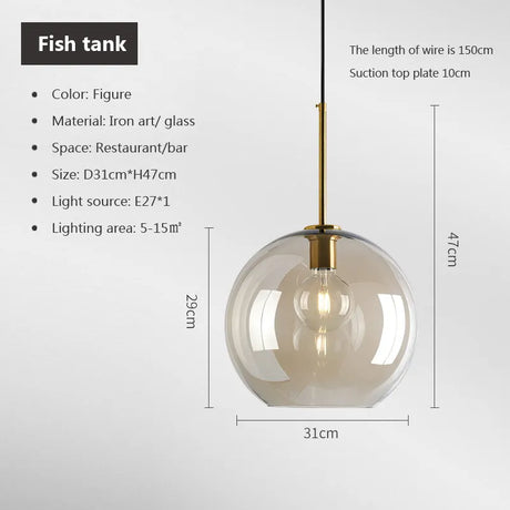 Modern Nordic hanging loft  Glass luster Pendant Light industrial decors Lights Fixtures E27/E26 for Kitchen Restaurant Lamp