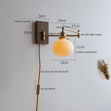 IWHD Pull Chain Switch LED Wall Lamp Beside Bedroom Living Room Light Arm Left Right rotate Wood Canopy Applique Murals Sconce
