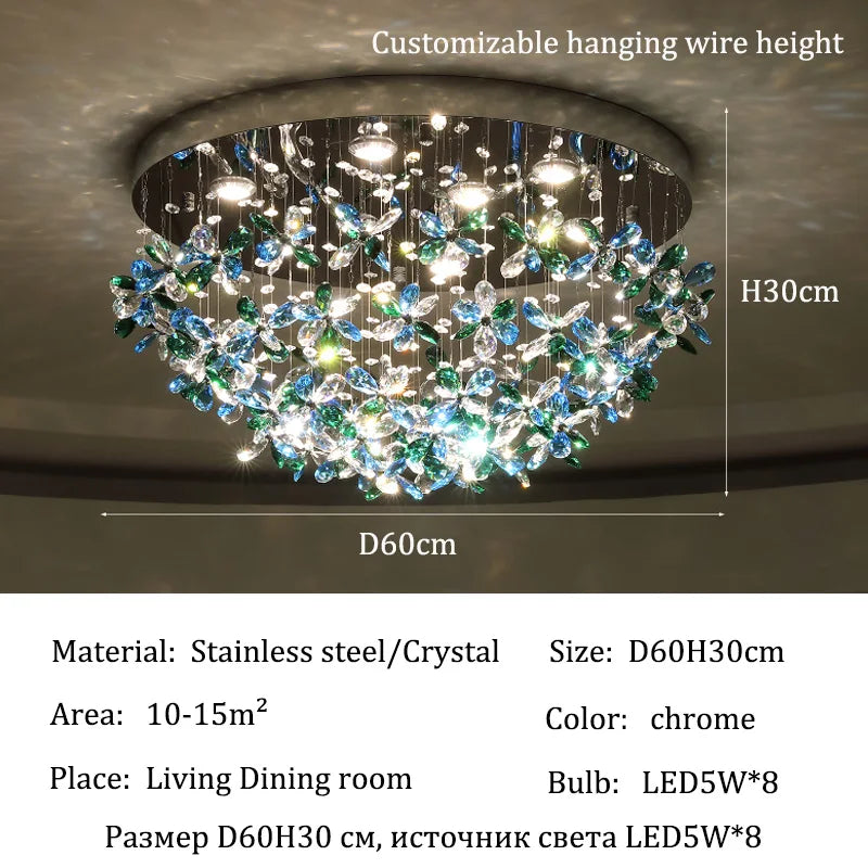 Luxury Crystal Chandelier Lights Ceiling Pendant Lamp Hanging Indoor Home Lamps Ceilings Dining Room Chandeliers for Living Room