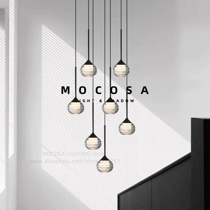 Water Drop LED Pendant Bedroom Bedside Lamps Modern Stairwell Light Living Room Ceiling Hanging Lamp Indoor Staircase Chandelier