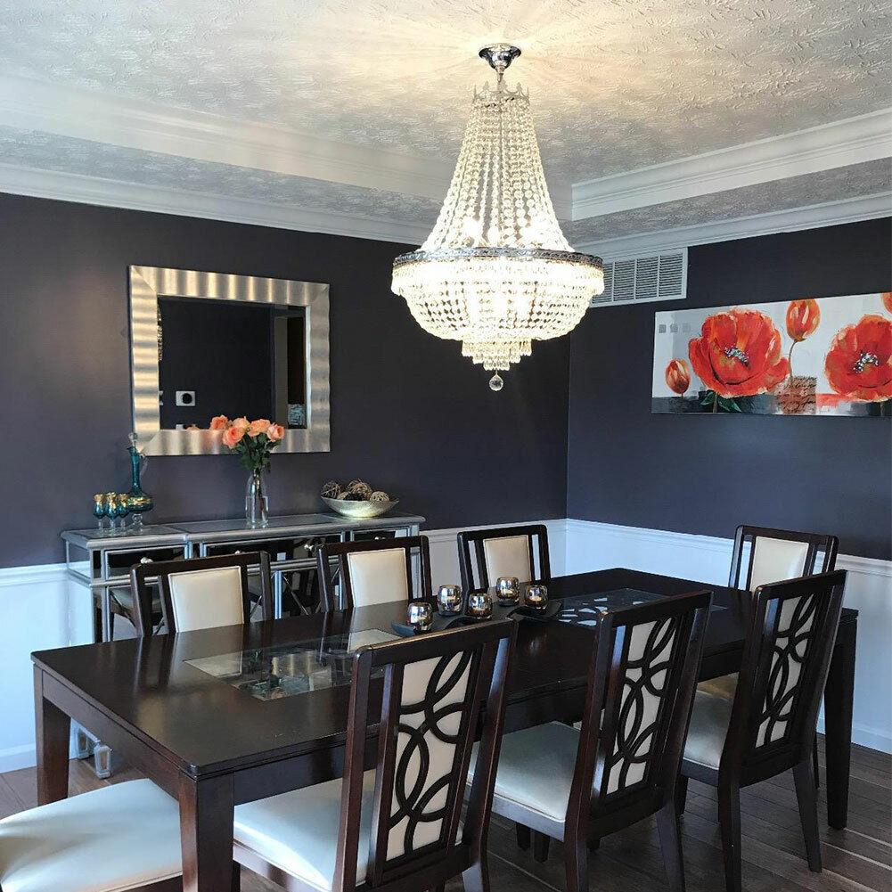 9-Light French Empire Crystal Chandelier Luxury LED Ceiling Pendant Light Restaurant Creative Home Lighting Lamps 24x30"