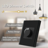 Dimmer Light Switch Rotary Knob Glass Mechanical LED Dimmable Wall Mounted Switches EU Standard Switches