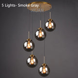 Amber Smoke Gray Clear Glass Pendant Lamp LED Hanging Light for Dining Room Table Kicthen Island Bedroom Bedside Lighting