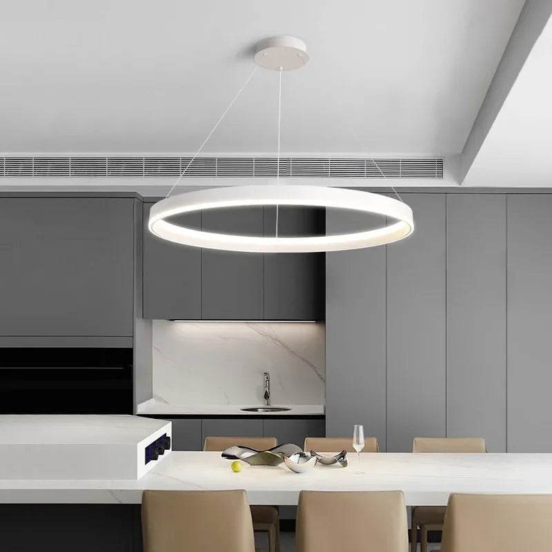Modern Minimalism Round Ring Led Chandeliers Lighting Living Room Office Lustre Pendant Lights Home Decor Bedroom Hanging Lamps