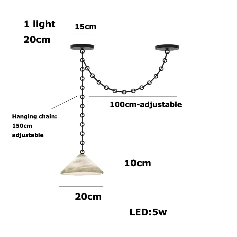Marble Umbrella Diy Iron Chain Led 2025 Chandelier Alabaster Lustre Suspension Luminaire Lampen For Corridor Entry Way