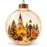 Acrylic Light-Up Christmas Ball Ornament Penguin Snowman Christmas Bauble Ornament Animal Pattern Transparent