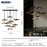 Japanese Wabi Sabi Solid Wood Lamp for Living Dining Room  Villa Duplex Kitchen Island Linear Light 3colors Changeable