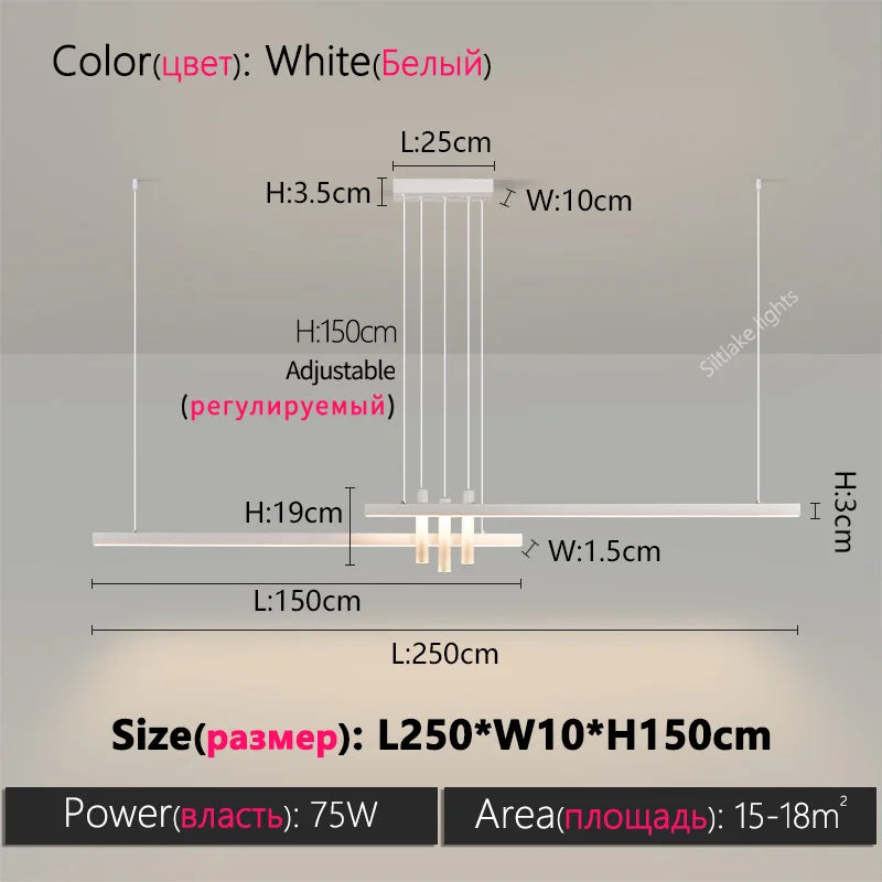 Modern LED Strip Pendant Light - Designer Hanging Lamp with Memory Function