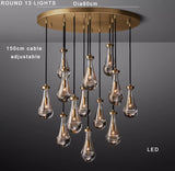 Modern Raindrop Pendant Light Lamp Luxury Round Brass High Ceiling Glass Lampshape Chandelier For Living Room Dining Room Stairs