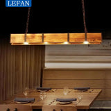 Vintage Led Pendant Light for Kitchen Dining Room Island Wooden Hanging Lamp Loft Wood Retro Ceiling Chandeliers