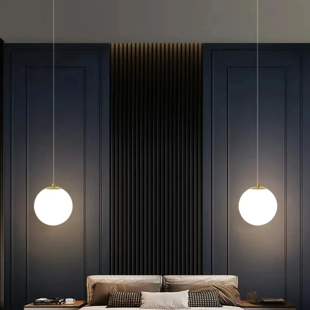 Nordic Modern Glass LED Pendant Lights Dining Room Bedroom Gold Chandelier Fixtures Indoor Restaurant Bar Decor Hanging Lamp