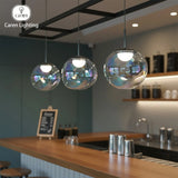 Lighting Iridescence PVD Rainbow Dining Pendant Light - Modern Hidden LED Hanging Lamp for Commercial & Home Ceiling Decor