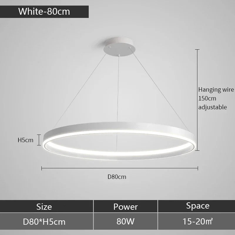 Modern Minimalism Round Ring Led Chandeliers Lighting Living Room Office Lustre Pendant Lights Home Decor Bedroom Hanging Lamps