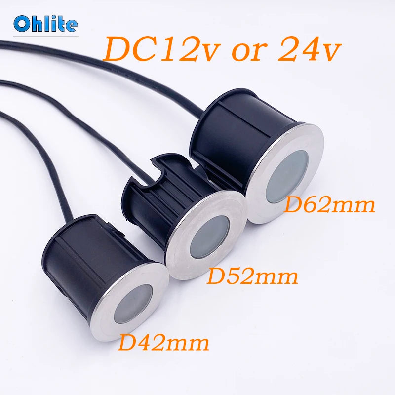 Waterproof Outdoor LED Light, Stainless Steel IP68 Terrace and Garden Ground Light, RGB RGBW, Recessed in Ground Lamp 12V/24V 2W