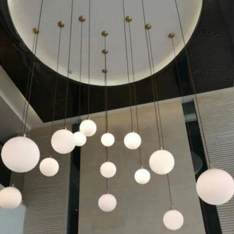 Modern Glass Ball Pendant Lights White Globe Hanging Lamps Bar Restaurant Decor Luminaire Bedroom Light LED Pendant Lamp