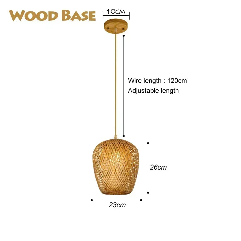 2025 Newest Bamboo Pendant Lamps Ceiling Lights Rattan Wicker Lustre Hand Knit Braiding Suspended Home Dining Braided Decor Hot
