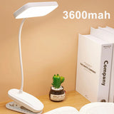 Flexible Table Lamp with Clip Step less Dimming Led Desk Lamp Rechargeable Bedside Night Light for Study Reading Office Work