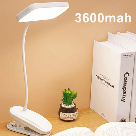 Flexible Table Lamp with Clip Step less Dimming Led Desk Lamp Rechargeable Bedside Night Light for Study Reading Office Work