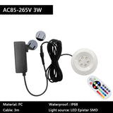 Pool Light with EU/US Plug IP68 Waterproof Small Size White Round 95mm 3/6/10W Underwater RGB Multicolor Swimming Bath Spa Lamp