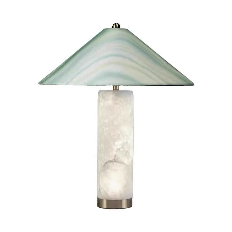 Nordic Cylindrical Marble Base LED Table Lamps Fabric Shade Living Room Study Restaurant Bedroom High-end Home Decor Desk Lights