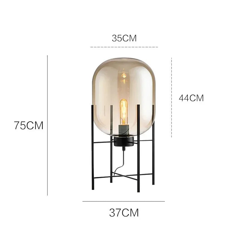 Nordic Minimalist Smoke Gray Glass Led Floor Lamp Designer Bedroom Bedside Table Light High-end Living Room Decoration Lighting