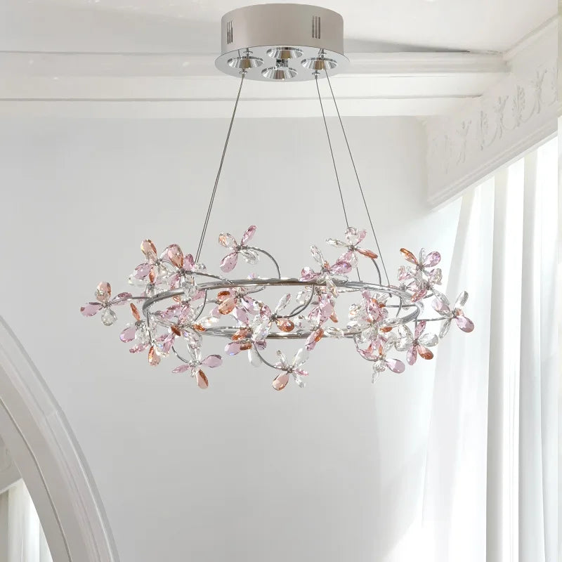 French Luxury Crystal Chandelier Romantic Princess Room Bedroom Master Light High-end Dining Room Crystal Wreath Light Fixture