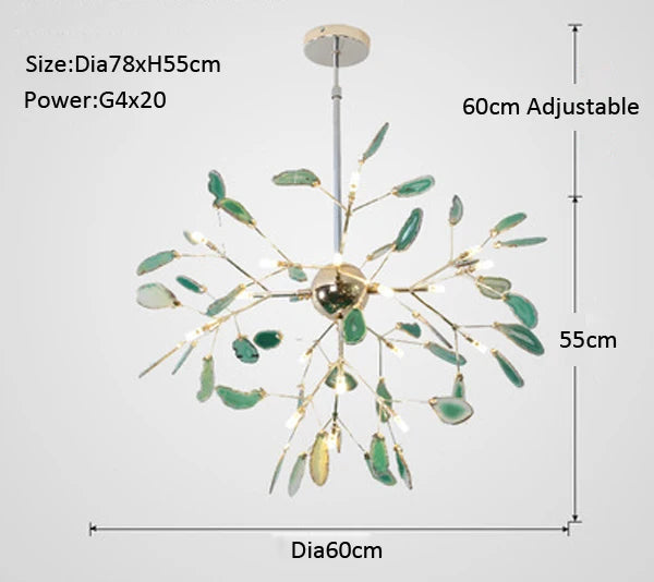 LED Agate Chandelier Modern Firefly Chandelier Living Room Bedroom Flower  Bedroom Kitchen Indoor Tree Branch Pendant Light