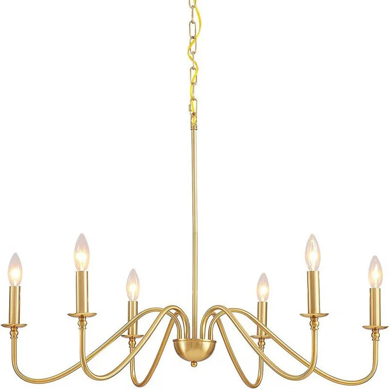 Retro Loft Living Room Chandelier - Vintage American E14 Black & Gold Light