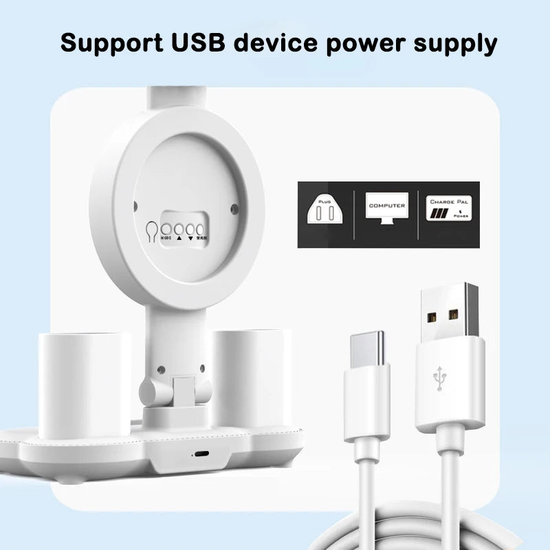 RGB LED Table Lamp Clock Display Touch Dimmable Reading Lamp  USB Rechargeable Foldable Eye Protection Desk Lamp Night Light